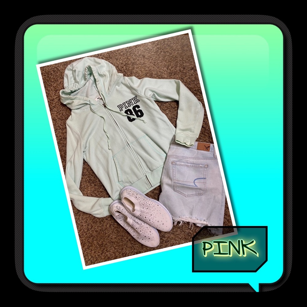 WAY Cute & Comfy Mint Color PINK Brand Zip Hoodie
